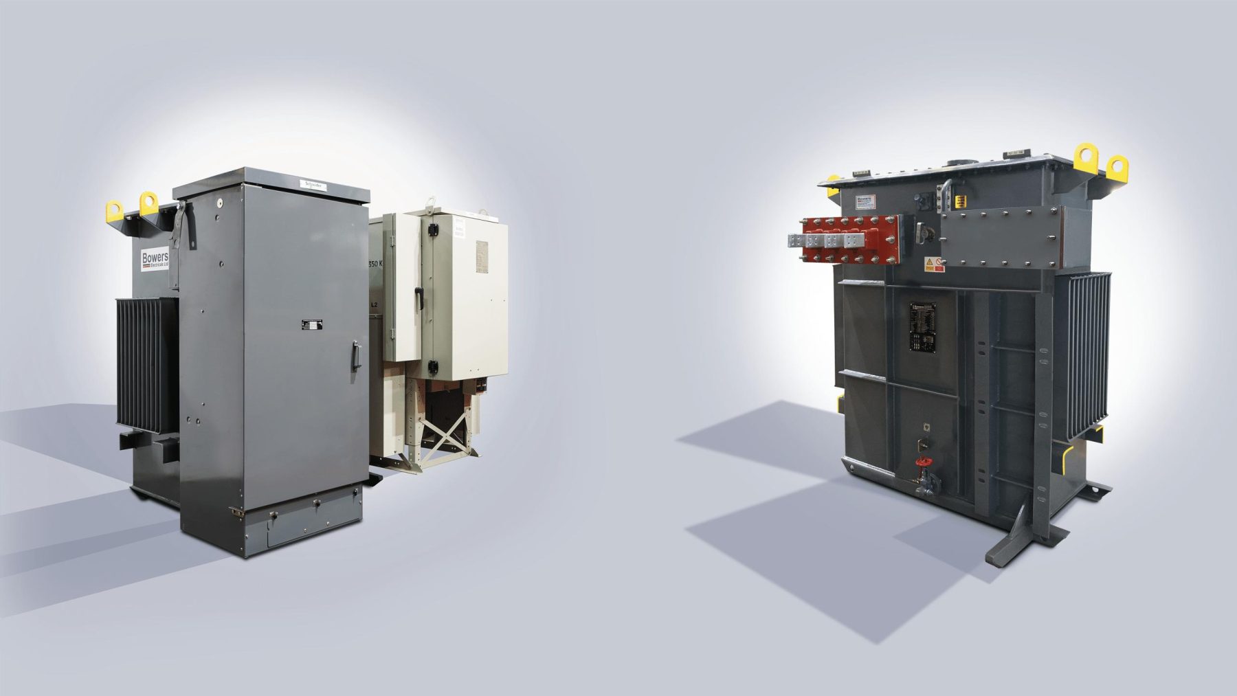 The Unit Type Transformer pictured with and without the HV nad LV Switchgear.